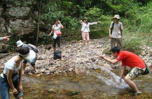 Water splashing ceremony after the trekking