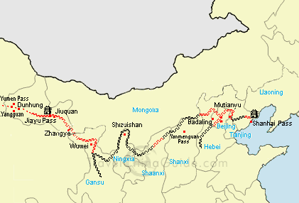 great wall of china map