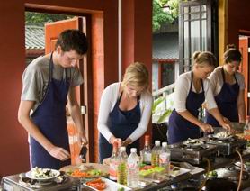 preparing food, cooking school in Yangshuo