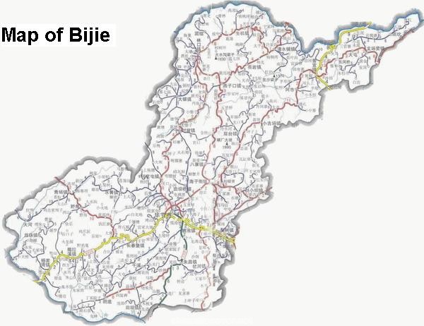 Map of Bijie, Guizhou Province